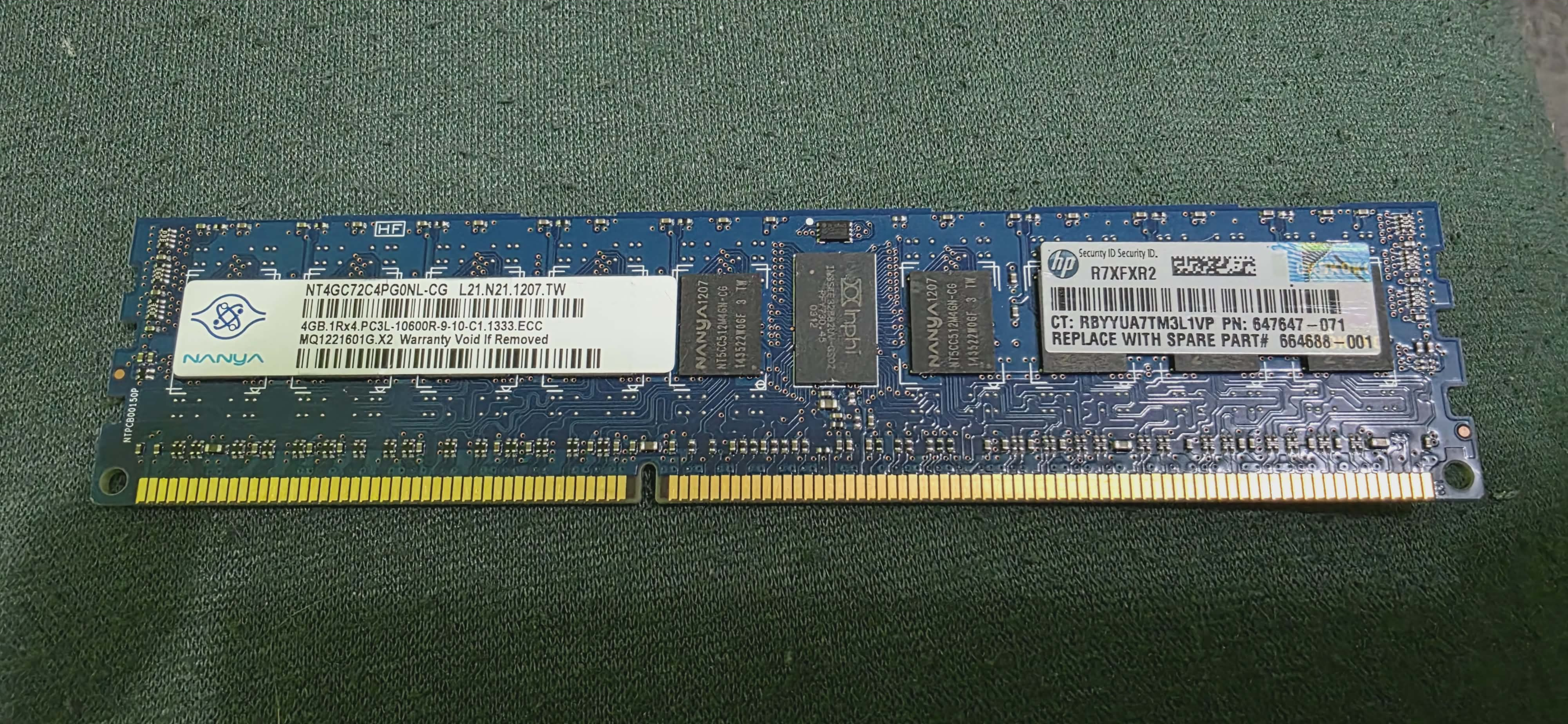 Pamięć ram HP  Nanya 4GB DDR3-1333 PC3L-10600R Registered ECC RDIMM